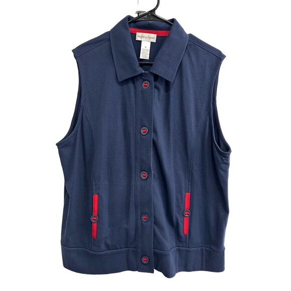 Drapers & Damons Navy Sleeveless Button-Up Vest Sz 1X - Picture 1 of 8